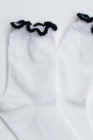 Ruffle Edge Cotton Blend Socks