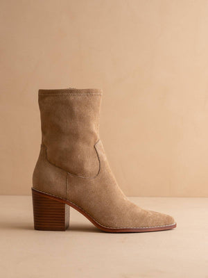 The Vienna Suede Latte Sleek Ankle Hugging Boots
