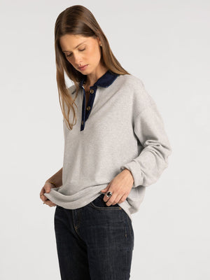 Crest Pullover Sweater in Grey Heather