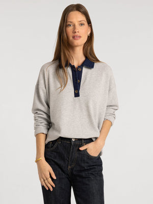 Crest Pullover Sweater in Grey Heather