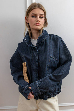 Funnel Neck Jacket in Dark Denim