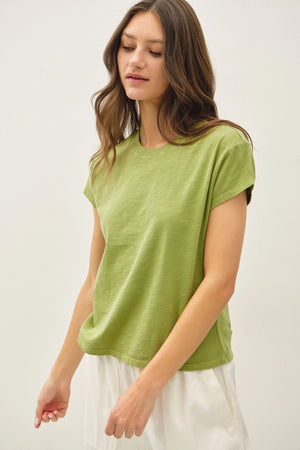 Garment Dye Cotton Slub Slim Fit Crewneck Baby Tee