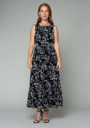 Lucienne Floral Sleeveless Round Neck Open Back Maxi Dress