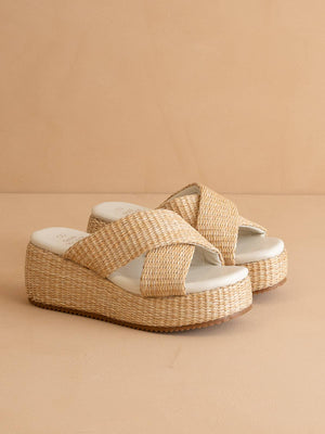 The Fresno Natural Raffia Platform Summer Sandal