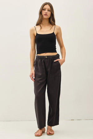 Tencel Linen Blend Barrel Tapered Pants