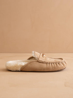 The Hayden Fur Lined Mule in Almond