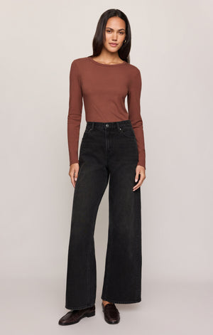 Z Supply Second Skin Long Sleeve Crew in Dark Rosewood