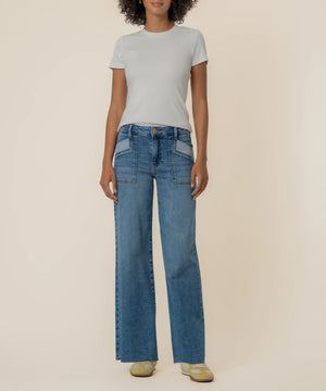 KUT Maya High Rise Jeans with Patchwork in Success