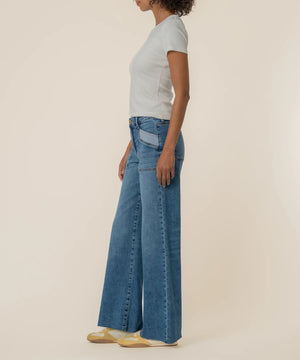 KUT Maya High Rise Jeans with Patchwork in Success