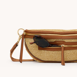 Hammitt Charles Medium Crossbody in Raffia with Gold