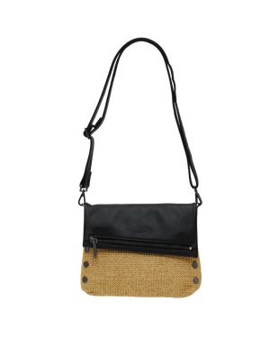 Hammitt VIP Medium in Noir Smooth Raffia with Gunmetal