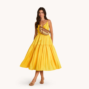 Hammitt Charles Medium Crossbody in Raffia with Gold