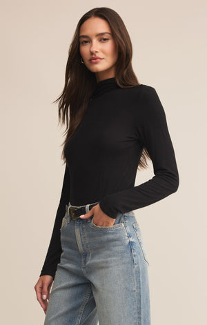 Z SUPPLY Lira Black Long Sleeve Top