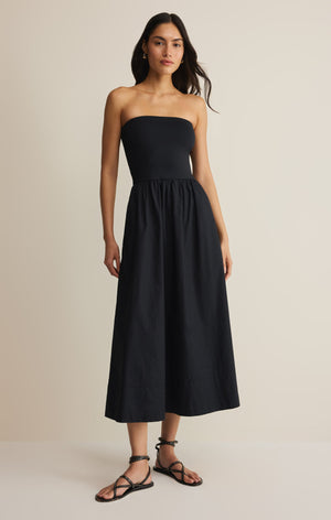 Z Supply Sunsought Strapless Midi Black Dress