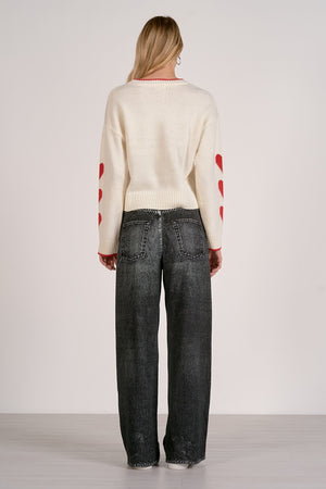 Cream Heart on Sleeve Sweater