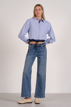 Striped Button Down Tie Waist Shirt