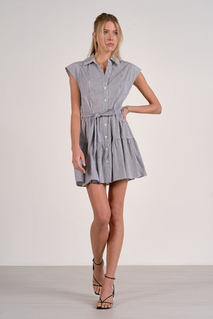 Striped Button Down Tiered Dress