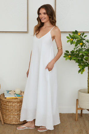 Linen Spaghetti Strap Maxi Dress