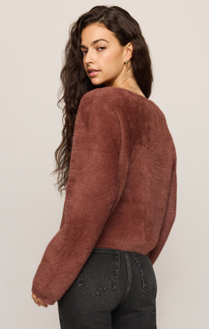 Z Supply Winterglow Fluffy Cardigan in Dark Rosewood