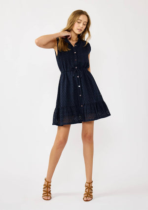 Dahlia Floral Eyelet Button-Down Tank Dress