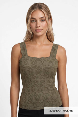 NIKIBIKI Lace Textured Square Tank Top