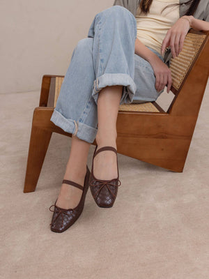 The Logan Coffee Woven Ballet Flat