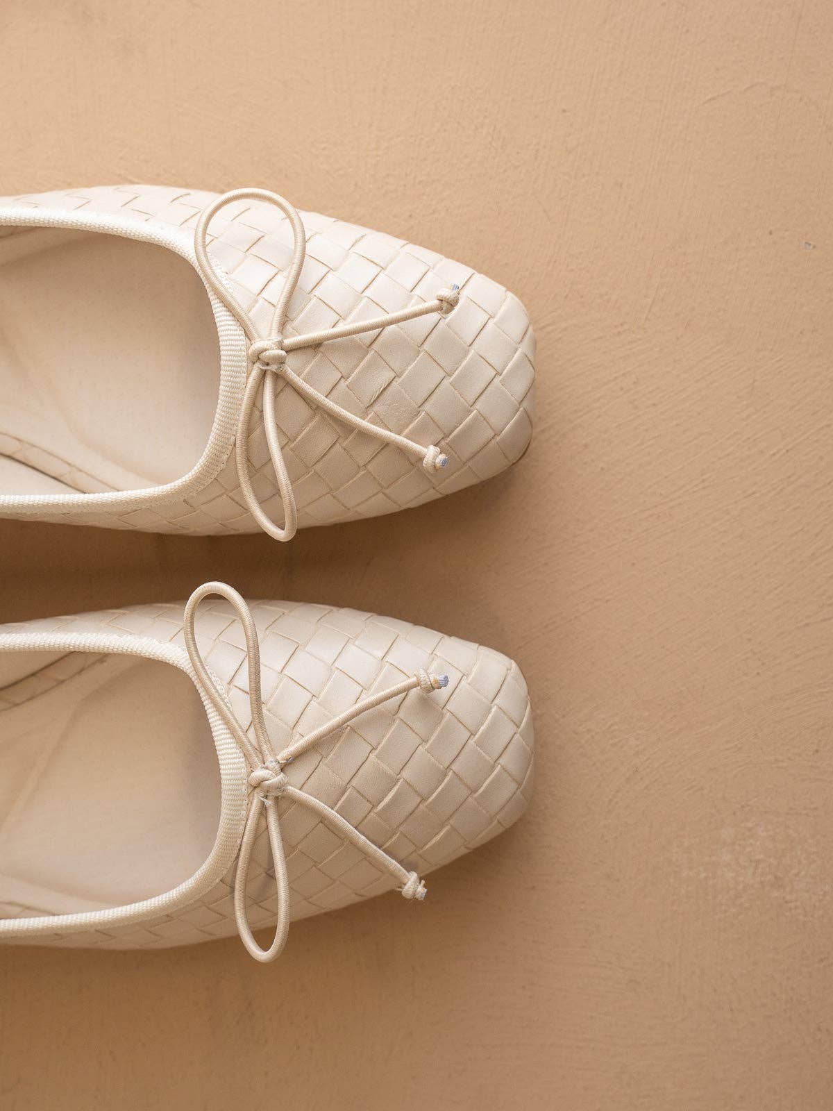 The Logan | Beige Woven Ballet Fall Flat