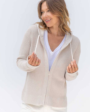 Cotton Fisherman Hoodie in Oatmeal