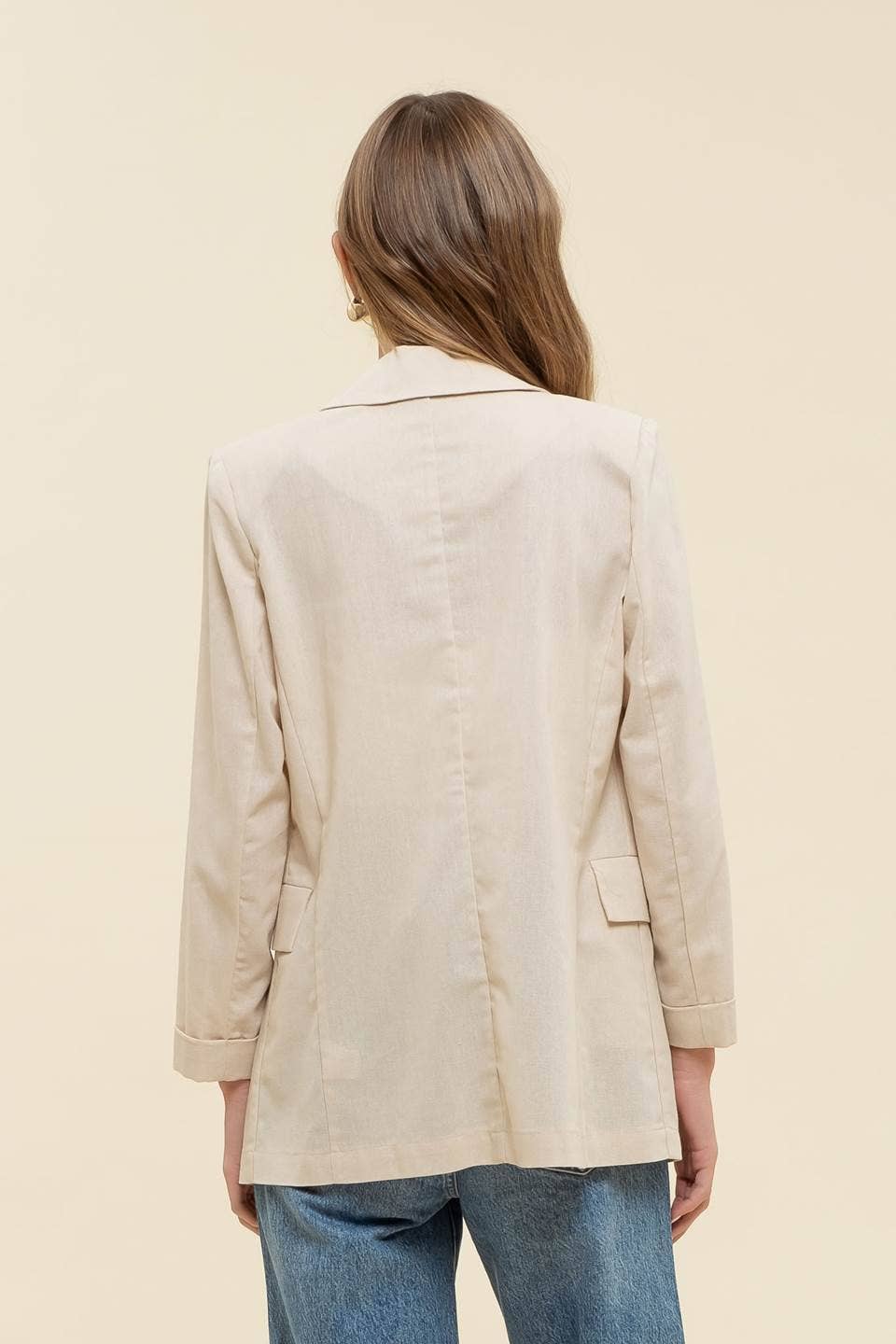 Notch Collar Longline Blazer in Natural