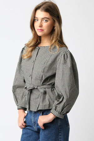 Marie Gingham Button Blouse