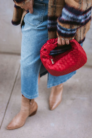Tracy Woven Red Clutch
