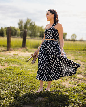 AMARI MIDI Black Poka Dot SKIRT