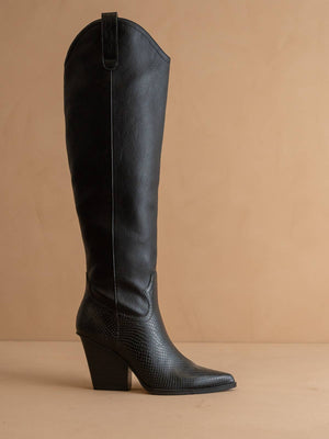 The Barcelona Black | Knee High Western Fall Boot