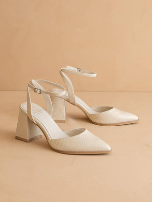 Pointed Toe Spring Heel Shoe w/ Ankle Strap