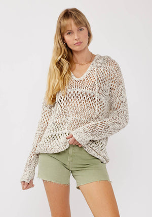 Lilly Long Sleeve Open Knit Crochet Pullover Hoodie