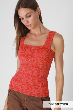 NIKIBIKI Lace Textured Square Tank Top