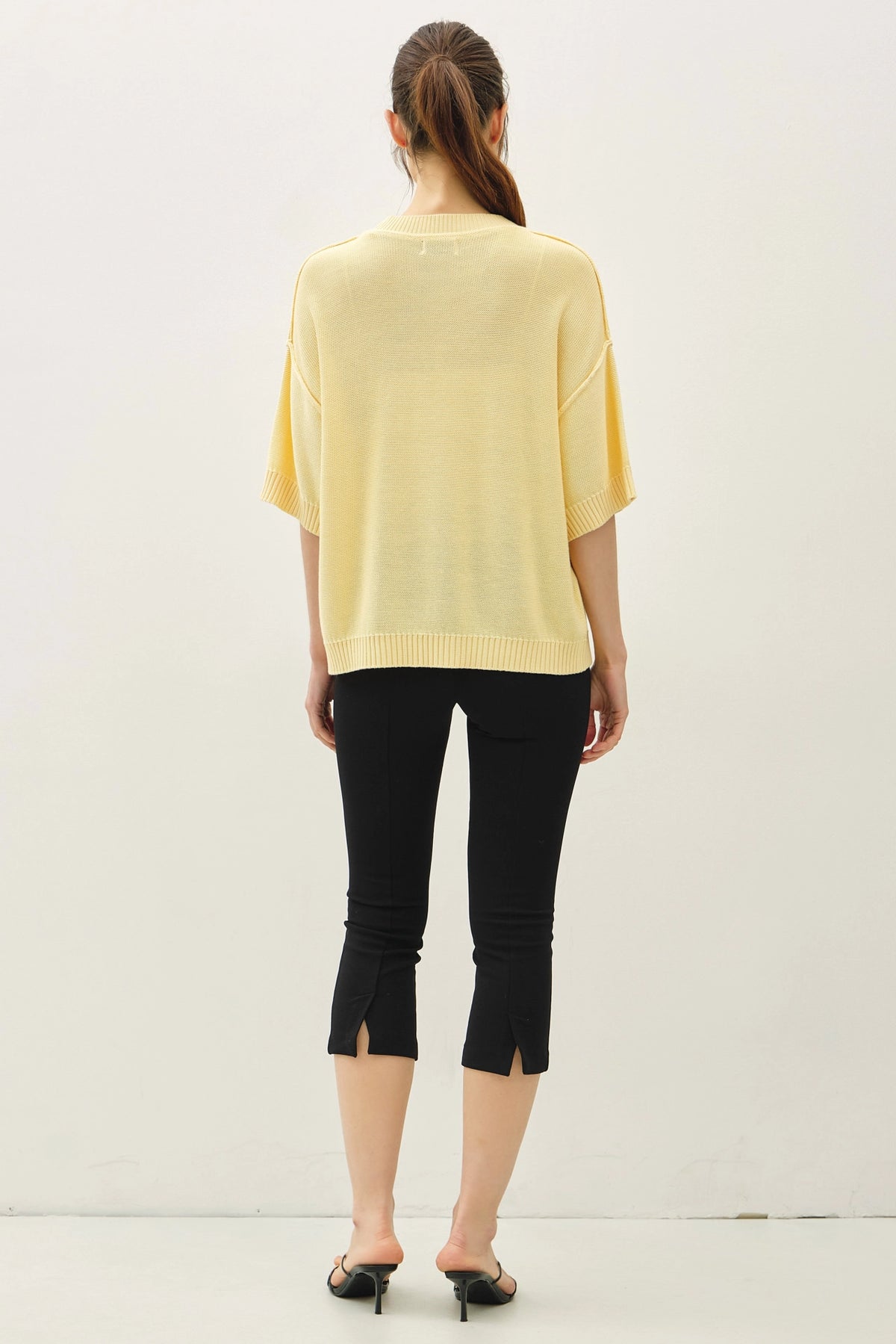 Oversize Cut Sweater Top with Raw Edge