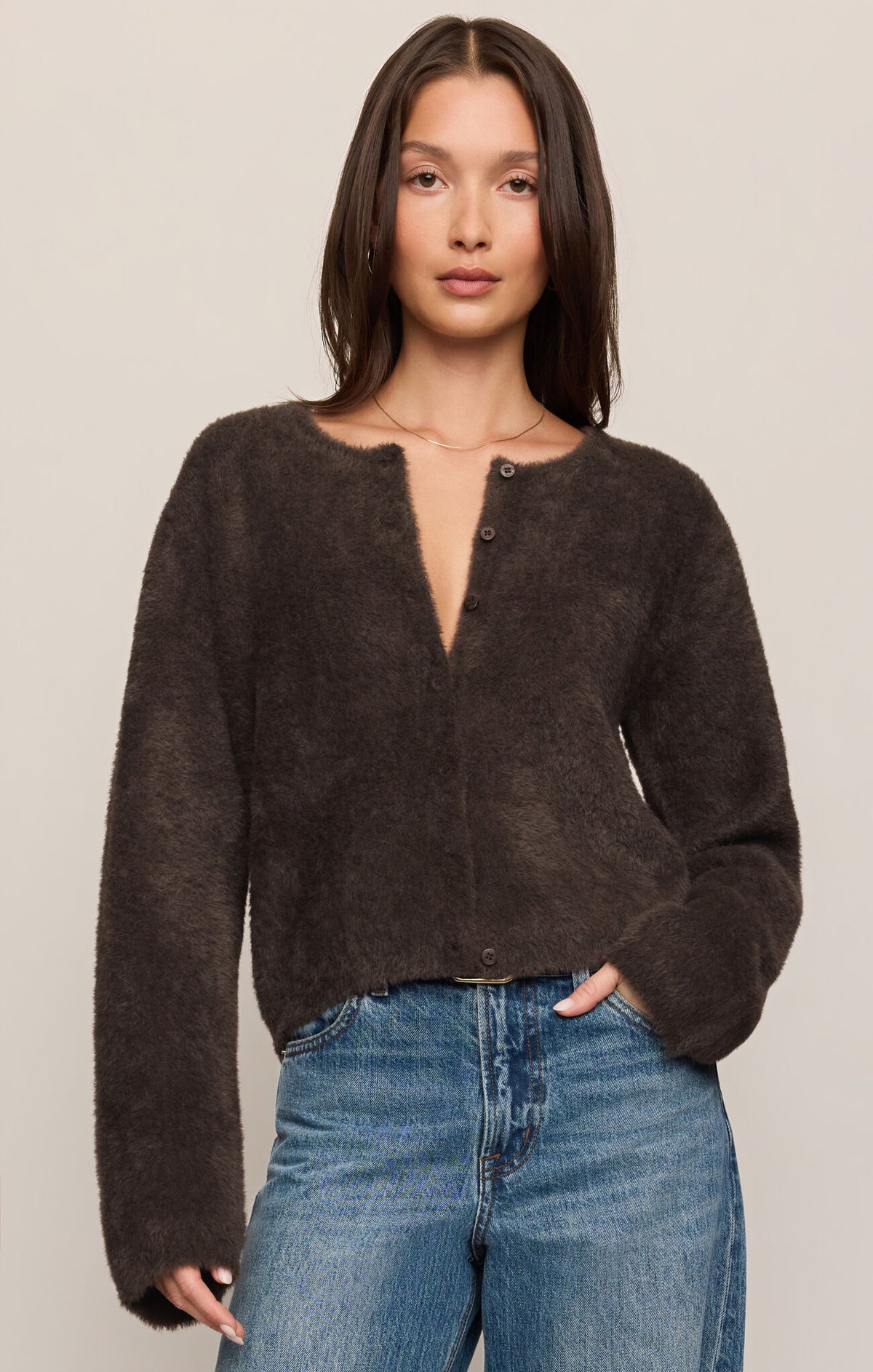 Z Supply Winterglow Fluffy Cardigan in Cocoa Bean