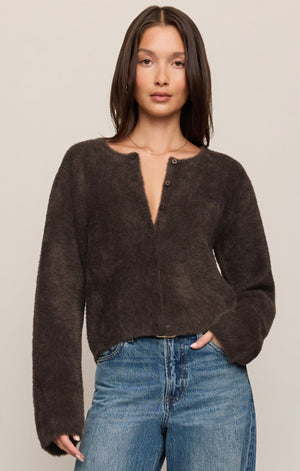 Z Supply Winterglow Fluffy Cardigan in Cocoa Bean