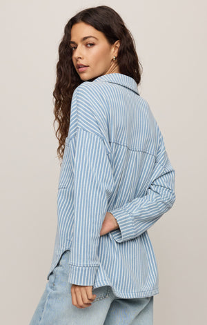 Z Supply All Day Knit Indigo Stripe Jacket