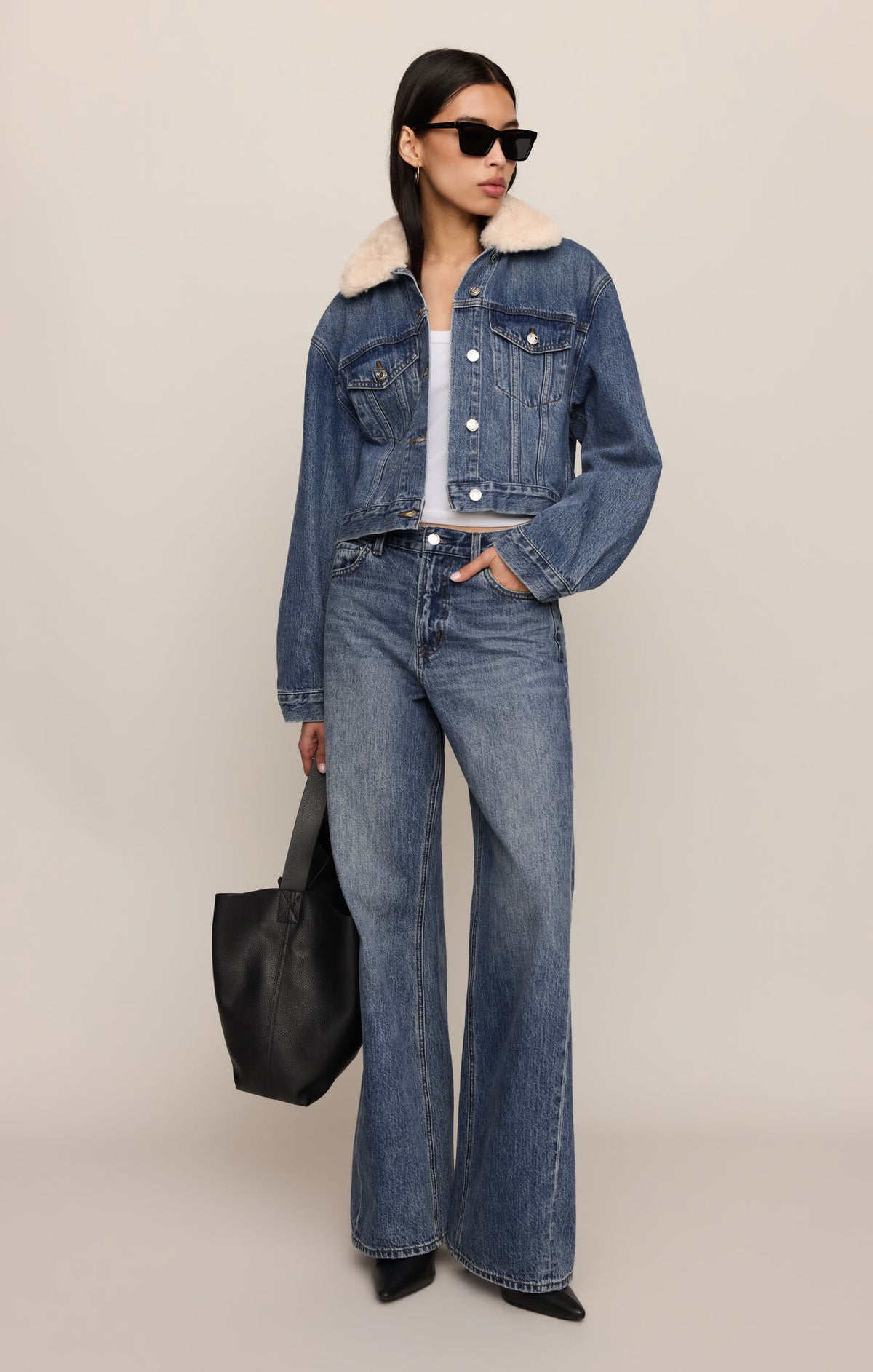 Z Supply The Daily Denim Fur Jacket in Hush