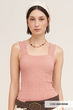 NIKIBIKI Lace Textured Square Tank Top