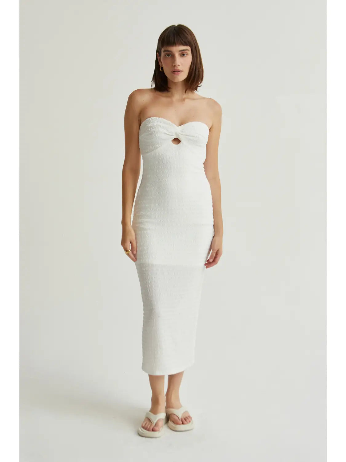 Vanya Textured Bodycon Midi Dress - Pilar Boutique