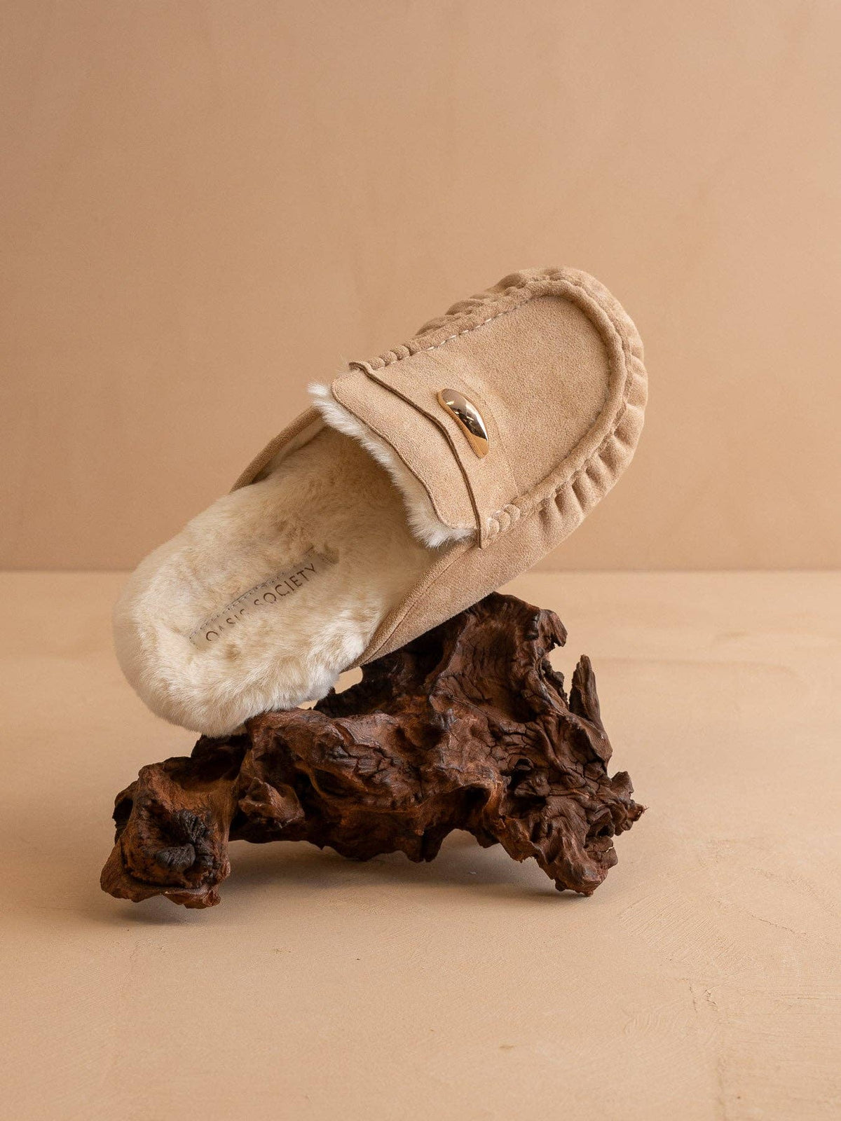 The Hayden Fur Lined Mule in Almond