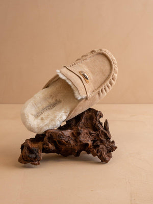 The Hayden Fur Lined Mule in Almond