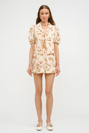 Madeline Floral Tie-Front Blouse