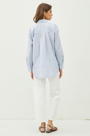 OVERSIZED Blue Stripe BUTTON DOWN SHIRT