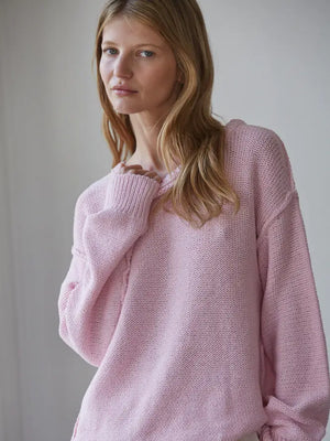 Knit Crew Neck Baby Pink Sweater