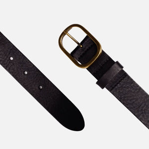 Marin - Gold Oval Buckle Design Statement Leather Belt