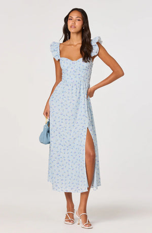 ASTR The Label Wedelia Dress in Blue Floral